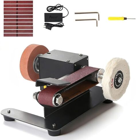 6-In-1 Mini Belt Sander Mini Belt Sander, Electric Small Sander Knife Sharpener Supplies, 7 Adjustable Speed, 795 Motor, Metal Wood DIY Handcraft, Tool & Knife Sharpening (Deluxe Set). in Saudi Arabia
