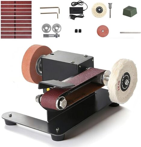 6-In-1 Mini Belt Sander Mini Belt Sander, Electric Small Sander Knife Sharpener Supplies, 7 Adjustable Speed, 795 Motor, Metal Wood DIY Handcraft, Tool & Knife Sharpening (Deluxe Set). in Saudi Arabia