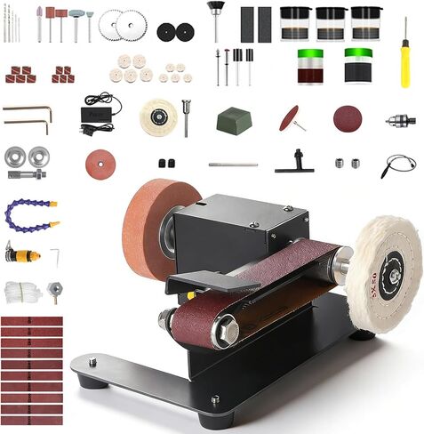 6-In-1 Mini Belt Sander Mini Belt Sander, Electric Small Sander Knife Sharpener Supplies, 7 Adjustable Speed, 795 Motor, Metal Wood DIY Handcraft, Tool & Knife Sharpening (Deluxe Set). in Saudi Arabia