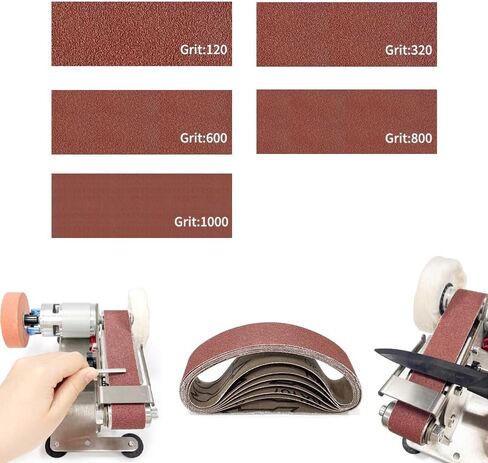 Mini Belt Sander with Polishing Discs, 7-Speed Variable Knife Sharpener & Blade Polishing Tool, Compact DIY Grinder for Kitchen Knives, Tools, and Craft Projects in Kuwait