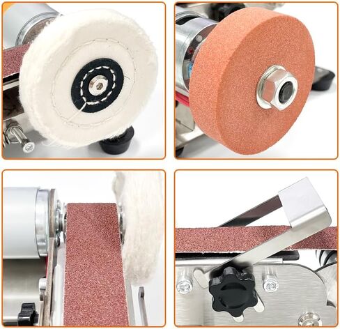 Mini Belt Sander with Polishing Discs, 7-Speed Variable Knife Sharpener & Blade Polishing Tool, Compact DIY Grinder for Kitchen Knives, Tools, and Craft Projects in Kuwait