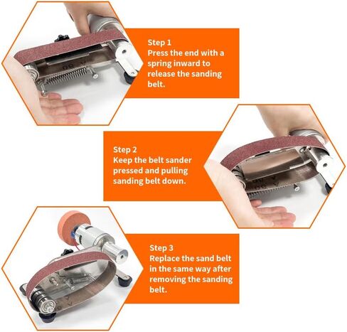 Mini Belt Sander with Polishing Discs, 7-Speed Variable Knife Sharpener & Blade Polishing Tool, Compact DIY Grinder for Kitchen Knives, Tools, and Craft Projects in Kuwait