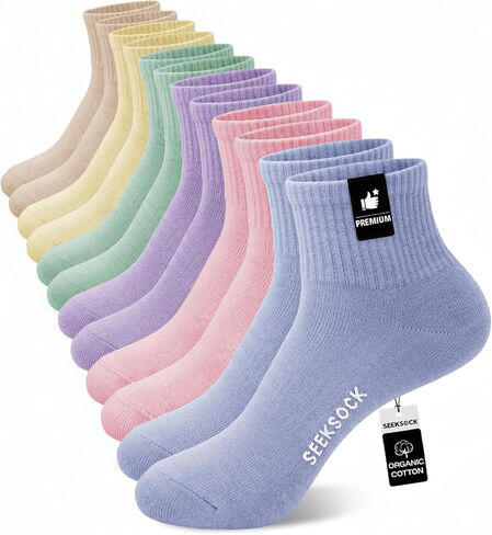 6 Pairs Ankle Socks for Women, Quarter Running Athletic Cushioned Cotton Mini Crew Socks in Saudi Arabia