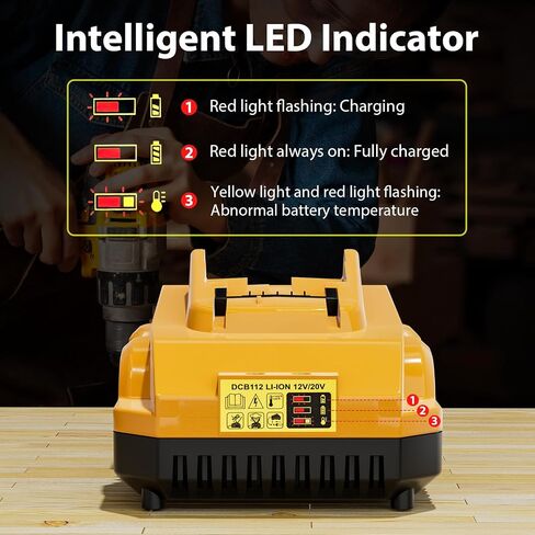 LP 20V DCB112 Battery Charger for Dewalt 20 Volt Lithium-ion Battery DCB207 DCB206 DCB204 DCB201 DCB200 DCB120 DCB127 DCB112 DCB115 DCB118 DCB107 DCB105 DCB102 in Kuwait