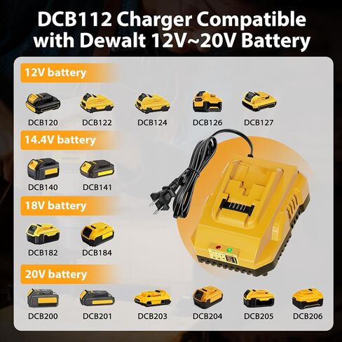 LP 20V DCB112 Battery Charger for Dewalt 20 Volt Lithium-ion Battery DCB207 DCB206 DCB204 DCB201 DCB200 DCB120 DCB127 DCB112 DCB115 DCB118 DCB107 DCB105 DCB102 in Kuwait