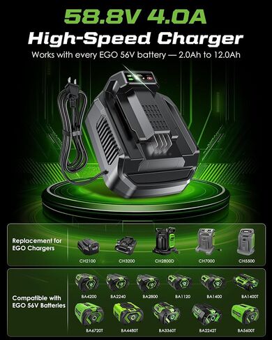 4.0A Speed Charger for EGO 56V Battery, 2X Fast Charging 235W, Replacement for EGO Battery Charger CH2100 EGO Charger in Kuwait