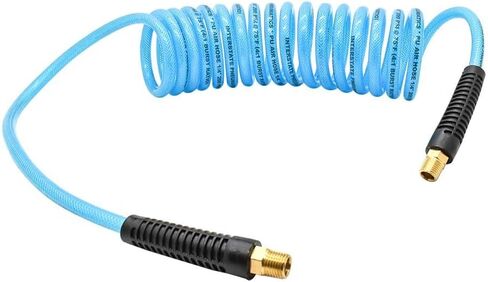 Interstate Pneumatics HR74-010 Clear Blue Polyurethane Recoil Air Hose 1/4 Inch x 10 Feet in Kuwait