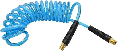Interstate Pneumatics HR74-010 Clear Blue Polyurethane Recoil Air Hose 1/4 Inch x 10 Feet in Kuwait