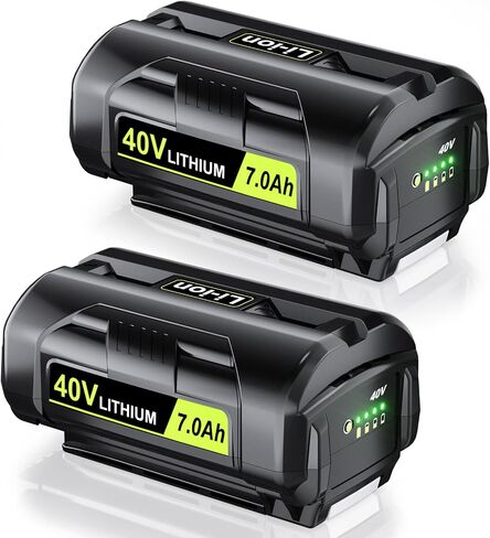 2 Pack 7.0Ah Replacement for Ryobi 40V Battery,Compatible with Ryobi 40 | Volt Battery OP4060,OP4050,OP4040,OP4030,OP4026A,Leaf Vacuum, Weed Wacker, Blower,Snow Shovel, Snow Blower,Leaf Blower in Kuwait