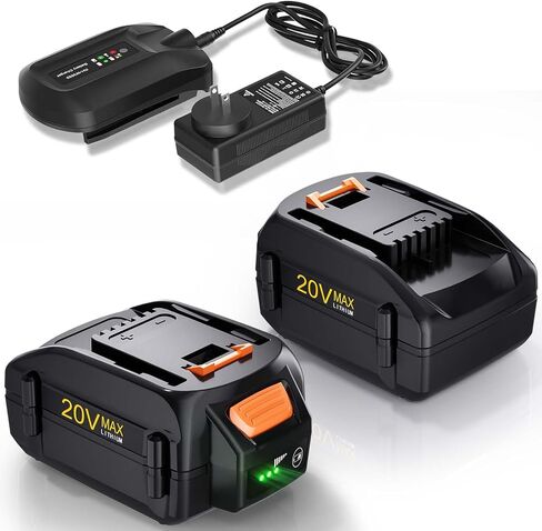 2-Pack 8.0Ah Replacement for Worx 20V Battery and charger, Replaces WA3520 WA3575 WA3571 WA3577 etc, Compatible with Worx Battery 20V Power Share Tools WG251s WG255s WG540s WG890 WG891 and more in Kuwait