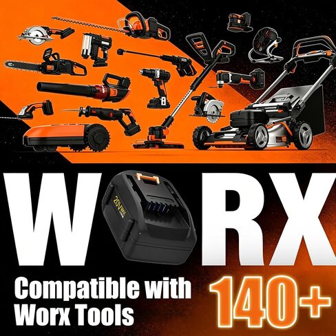 2-Pack 8.0Ah Replacement for Worx 20V Battery and charger, Replaces WA3520 WA3575 WA3571 WA3577 etc, Compatible with Worx Battery 20V Power Share Tools WG251s WG255s WG540s WG890 WG891 and more in Kuwait