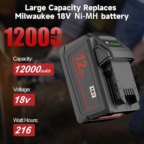 Nonbliep 2Pack 12000mAh 18 Volt Replacement for Milwaukee m18 Battery in Kuwait