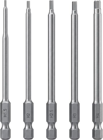 Amabro 5Pcs RC Hex Bit 4 Inch Allen Wrench Drill Power Bits Set 1.5mm 2.0mm 2.5mm 3.0mm 4.0mm Alloy Steel Professional Grade Hex Shank for Screwdrivers Electric Screwgun/Power Drill in Kuwait