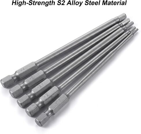 Amabro 5Pcs RC Hex Bit 4 Inch Allen Wrench Drill Power Bits Set 1.5mm 2.0mm 2.5mm 3.0mm 4.0mm Alloy Steel Professional Grade Hex Shank for Screwdrivers Electric Screwgun/Power Drill in Kuwait