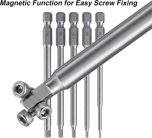 Amabro 5Pcs RC Hex Bit 4 Inch Allen Wrench Drill Power Bits Set 1.5mm 2.0mm 2.5mm 3.0mm 4.0mm Alloy Steel Professional Grade Hex Shank for Screwdrivers Electric Screwgun/Power Drill in Kuwait