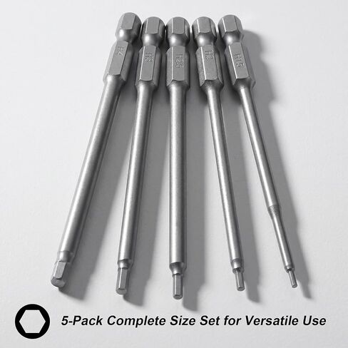 Amabro 5Pcs RC Hex Bit 4 Inch Allen Wrench Drill Power Bits Set 1.5mm 2.0mm 2.5mm 3.0mm 4.0mm Alloy Steel Professional Grade Hex Shank for Screwdrivers Electric Screwgun/Power Drill in Kuwait