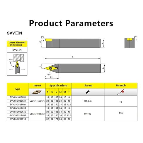 Indexable Lathe Carbide Insert 1PCS SVVCN2020K16 Steel External Turning Tool Cutter Bar Lathe Holder in Kuwait