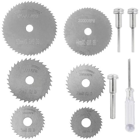 Set of 6 Drill Saw Blades for Multipurpose Rotary Tool - with 2X 1/8" Round Shank, 1x 1/4" Round Shank for Wood Plastic Aluminum Cutting (Include One Screwdriver) in Kuwait