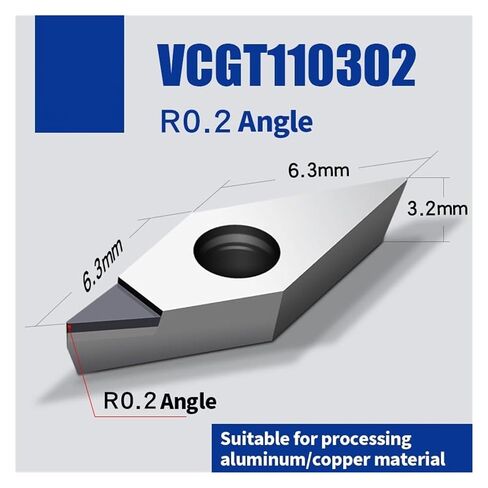 Indexable Lathe Carbide Insert 1PCS VCGT110302 VCGT110304 Diamond Aluminum Alloy Mill Tool Hard Turning Cutter(VCGT110302 R0.2 PCD) in Kuwait
