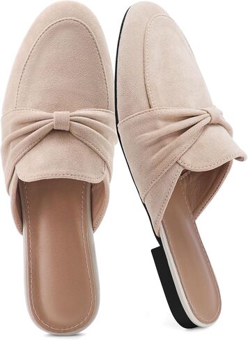 Womens Mules Slip On Shoes: Comfortable Closed Toe Backless Loafers Dressy Bow Ladies Flats for Business Work Casual in Kuwait