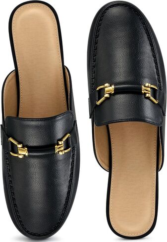 Womens Mules for Women - Casual Slip On Backless Loafers with Buckle - Round Toe Flats for Office Work Business in Kuwait