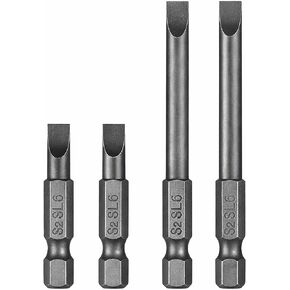 SL6 Slotted Screwdriver Bits Set, 2" & 4" Long Flat Head Drill Bits, 1/4" Hex Shank, Impact Driver Bit Set for Tight Space & Deep Reach in Kuwait