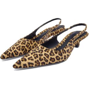 Fashion Leopard Print Slingback Pumps Shoes for Women Pointed Toe Kitten Heels in Saudi Arabia