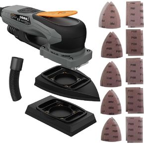 2-in-1 Detail Sander & Palm Sander, Brushless Electric Orbital Sander with 4000-10000 OPM, Dust Collection, 20PCS Sandpapers for Woodworking & Tight Spaces, Ergonomic Symmetrical Design in Kuwait