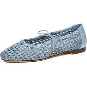 Women's Woven Ballet Flats Mesh Square Toe Mary Jane Flats Lace up Ballerina Slip on Casual Shoes in Kuwait