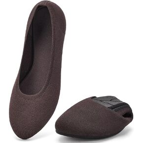 poemlady Women's Round Toe Knit Ballet Flats Casual Rubber Sole | Lightweight knit, cushioned footbed, durable non-slip outsole, versatile for work, travel & daily errands, easy to clean. in Saudi Arabia