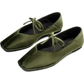 FITORY Ballet Flats for Women Mary Jane Shoes with Square Toe Comfortable | Ballerina shoes Cute bow for Work Dressy with Elastic Strap Velvet Vegan Leather Slip on in Kuwait