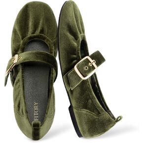 FITORY Mary Jane Shoes Ballet Flats for Women Dressy Casual Business | Ballerina Closed Toe, Comfortable, Formal, Ladies, Cute, velvet, trendy, slip on in Kuwait