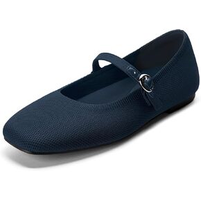 FITORY Flats for Women, Mary Jane Ballet Square Toe Knit Ankle Strap Shoes | Memory Foam, Comfortable, Foldable, Washable, Office, Dressy, Casual, Daily, Walking in Kuwait