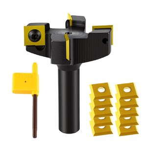 CNC Spoilboard Surfacing Router Bit,4 Wings 1/2" Shank 2" Cutting Diameter,10 PCS Carbide Insert, Woodworking Tools for Hardwood & Softwood Surfacing Flattening Planing Bit in Saudi Arabia