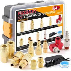48PCS 1/4" NPT Copper Plated Quick Connect Air Hose Fittings Kit, Male/Female Air Line Fittings with 360-Degree Swivel Fitting, Industrial Grade Pneumatic Couplers & Plugs for Air Compressor Tools in Kuwait
