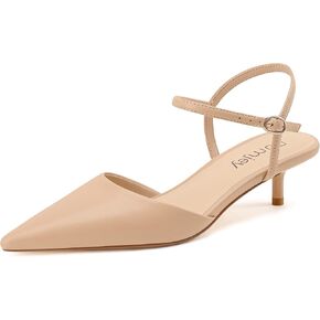 Womens Kitten Heel Pumps Pointed Toe Low Heels with Ankle Straps | Kitten Heels Closed Toe, 2 Inch Heels, Low Heel Pumps, Wedding Bridal Heels , Business Work Shoes, Dressy Shoes, Pump Heels in Kuwait