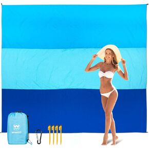 Beach Blanket Sandproof Extra Large Beach Mat Adults Waterproof Quick Drying Sand Free Mat Made by Premium Polyester with 4 Stakes & 4 Corner Pockets for Outdoor Travel Camping Hiking in Kuwait