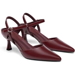 Coutgo Womens Kitten Heels Dress Shoes Closed Pointed Toe Pumps Adjustable Strap Work Party Shoes in Kuwait