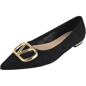 Berness Women’s Pointed Toe Flats – Gold Buckle Ballet Flats, Slip-On Low Heel Dress Shoes, Elegant Comfortable Work Office Shoes CLAUDEAN in Kuwait