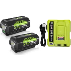 2Packs RRY08L Replacement for Ryobi 37V Battery 7500mAh and OP401 Charger Kit Compatible with Ryobi 37V Lithium ion Battery OP4026 OP40261 OP4050 OP4040 OP40401 OP40201 OP40601 Cordless Tools(Green) in Kuwait