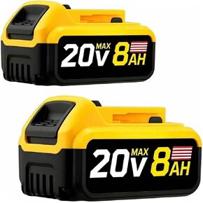 8.0Ah 20V Replacement for Dewalt 20V Max Battery | Compatible with Dewalt 20V Cordless Power Tools High Capacity 2 Packs in Kuwait