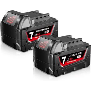 7.0Ah 18V 2 حزمة استبدال ليثيوم أيون لبطارية ميلووكي 48-11-1852 | يناسب 48-11-1860 48-11-1850 48-11-1840 48-11-1828 الأدوات. خلايا ليثيوم أيون، مقياس الوقود LED. التدريبات والمناشير والقادين in Kuwait