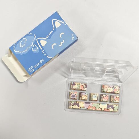 LYCHEEGAMI PBT keycap Cartoon Anime Cherry 5-Side Dye Sublimation ESC Large Keys Enter 6.25u Space Bar Supplement Mechanical Keyboard Replacement keycap for TTC Cherry Switch (Cute Cat-8 Pieces) in Saudi Arabia