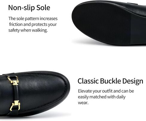 Womens Mules for Women - Casual Slip On Backless Loafers with Buckle - Round Toe Flats for Office Work Business in Kuwait