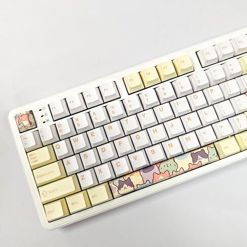 LYCHEEGAMI PBT keycap Cartoon Anime Cherry 5-Side Dye Sublimation ESC Large Keys Enter 6.25u Space Bar Supplement Mechanical Keyboard Replacement keycap for TTC Cherry Switch (Cute Cat-8 Pieces) in Saudi Arabia