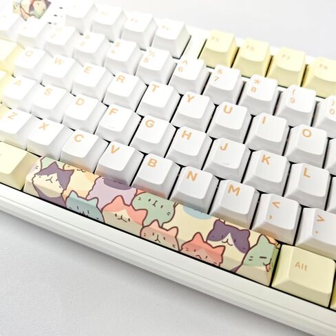 LYCHEEGAMI PBT keycap Cartoon Anime Cherry 5-Side Dye Sublimation ESC Large Keys Enter 6.25u Space Bar Supplement Mechanical Keyboard Replacement keycap for TTC Cherry Switch (Cute Cat-8 Pieces) in Saudi Arabia