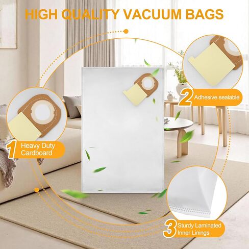 DCV9402 Fleece Dust Bags for De-Walt DCV585 DCV586 DCV586M 5 pack | fleece replacement bags, fits De-Walt 60V Max XR FlexVolt dust extractors, high filtration, tear resistant, easy install in Kuwait