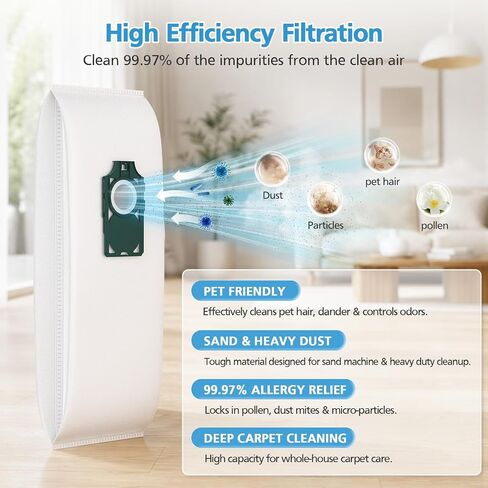 8-Pack HEPA RLH-6 Replacement Vacuum Bags for Riccar SupraLite R10 Series (R10S, R10P, R10CV, R10D, R10O, R10SAND, R17) - High-Efficiency Filtration Upright Vac Dust Bags in Kuwait
