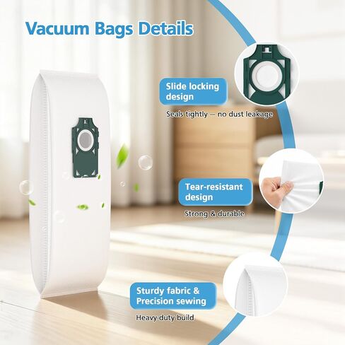 8-Pack HEPA RLH-6 Replacement Vacuum Bags for Riccar SupraLite R10 Series (R10S, R10P, R10CV, R10D, R10O, R10SAND, R17) - High-Efficiency Filtration Upright Vac Dust Bags in Kuwait