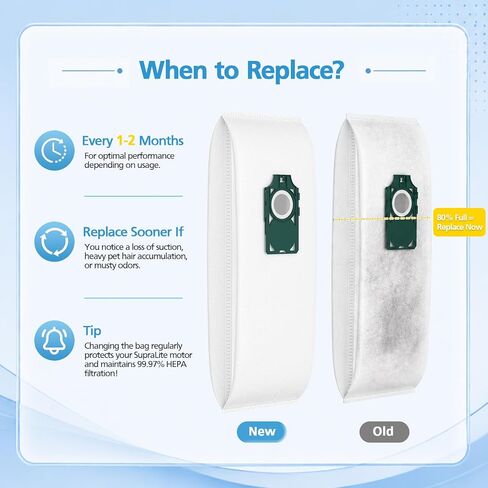 8-Pack HEPA RLH-6 Replacement Vacuum Bags for Riccar SupraLite R10 Series (R10S, R10P, R10CV, R10D, R10O, R10SAND, R17) - High-Efficiency Filtration Upright Vac Dust Bags in Kuwait